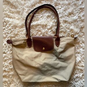 Longchamp Tan and Cream Shoulder Bag